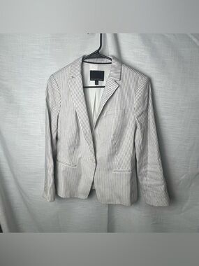 Banana Republic White Linen Pinstripe Blazer Women’s 6